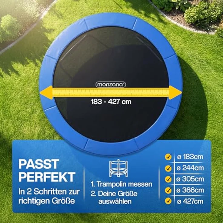 Monzana Trampolin Randabdeckung Ø 183 cm, 30cm breit 100% UV-beständig reißfest Federabdeckung – Bild 4