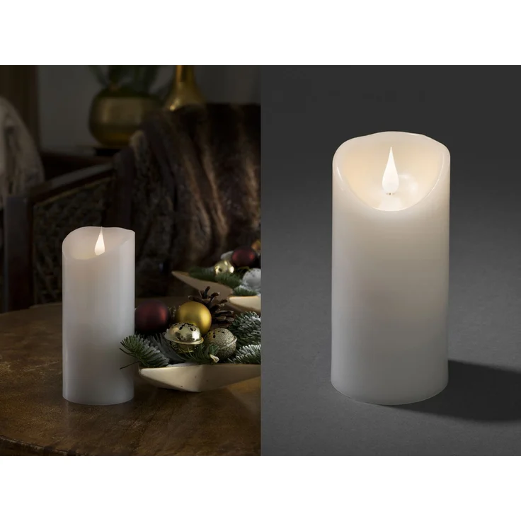 LED Echtwachskerze mit Flamme & Timer, Ø 7,5cm, Höhe 17,5cm, Batteriebetrieb – Bild 1