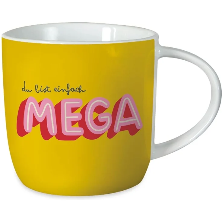 Grafik-Werkstatt Kaffeetasse mit Spruch 300 ml Porzellan Tasse du bist einfach mega, Weiß