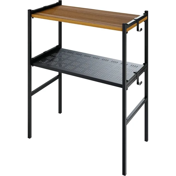 Melia Pflanzenständer – Moderner Pflanzenständer in Schwarz und Walnuss, 60 x 32 x 73 cm Levira
