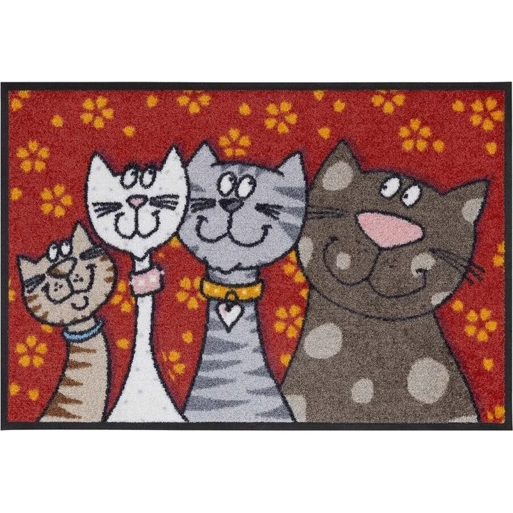 Salonloewe Fußmatte Fußmatte 50x75 Katzenfamilie rot, Eingangsmatte normal, Höhe: 500 mm – Bild 3