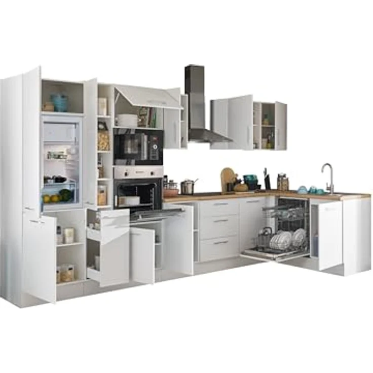 Turin LBM Eckküche 370 x 211 x 60 cm, weiß - Ohne Küchengeräte - Moderne, geräumige Küche in Artisan-Eiche Optik mit viel Stauraum – Bild 5