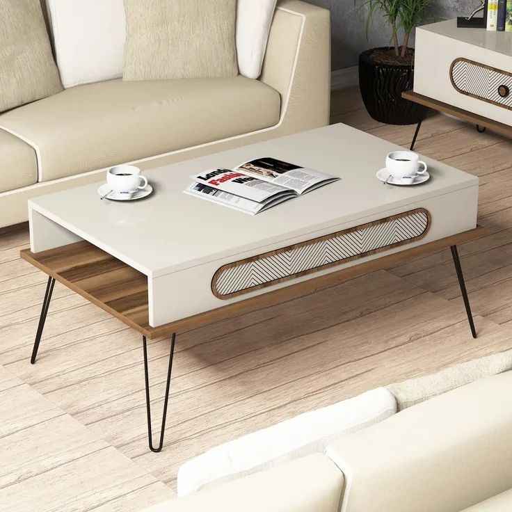 Skye Decor 'Ekol - Cream' Couchtisch, Creme, 105 x 45,8 x 56 cm