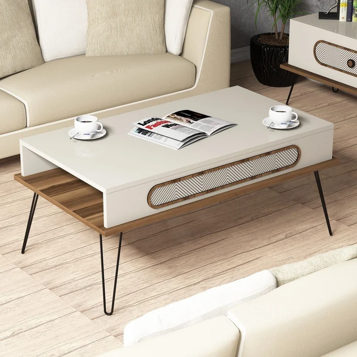 Skye Decor 'Ekol - Cream' Couchtisch, Creme, 105 x 45,8 x 56 cm – Bild 1
