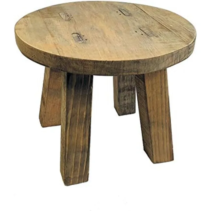 Spetebo Blumenhocker Holz Blumenhocker rund - 25 x 20 cm, Deko Pflanzen Hocker mit 4 Füßen natur