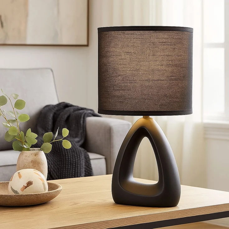 2er Set Tischleuchte, Keramik Textil, schwarz, H 30 cm – Bild 5