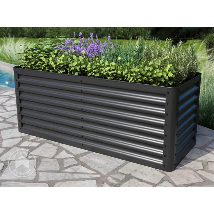 PRIMEYARD Hochbeet LUCA anthrazit Stahlkonstruktion 150x60x60 cm – Bild 1