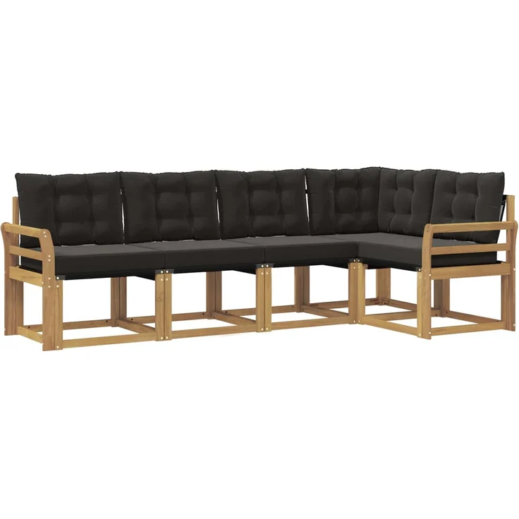 vidaXL Outdoor-Sofagarnitur 5 stk. 5-Sitzer Weiß und Schwarz 3389478 – Bild 2