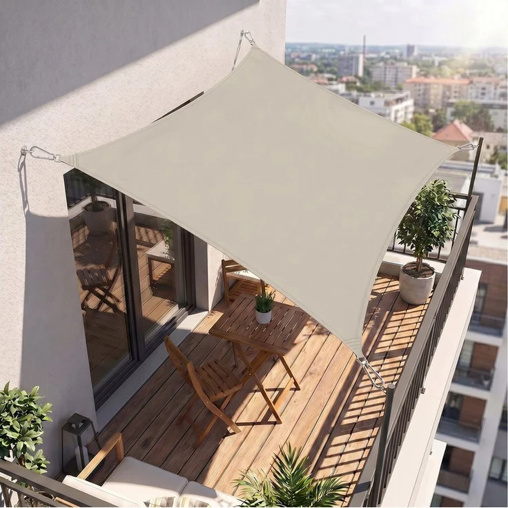 SUNULA Sonnensegel Balkon 160g/m² Polyester UV Schutz Sonnenschutz Terrasse Garten, Rechteckig, Taupe 2 x 3 m – Bild 2