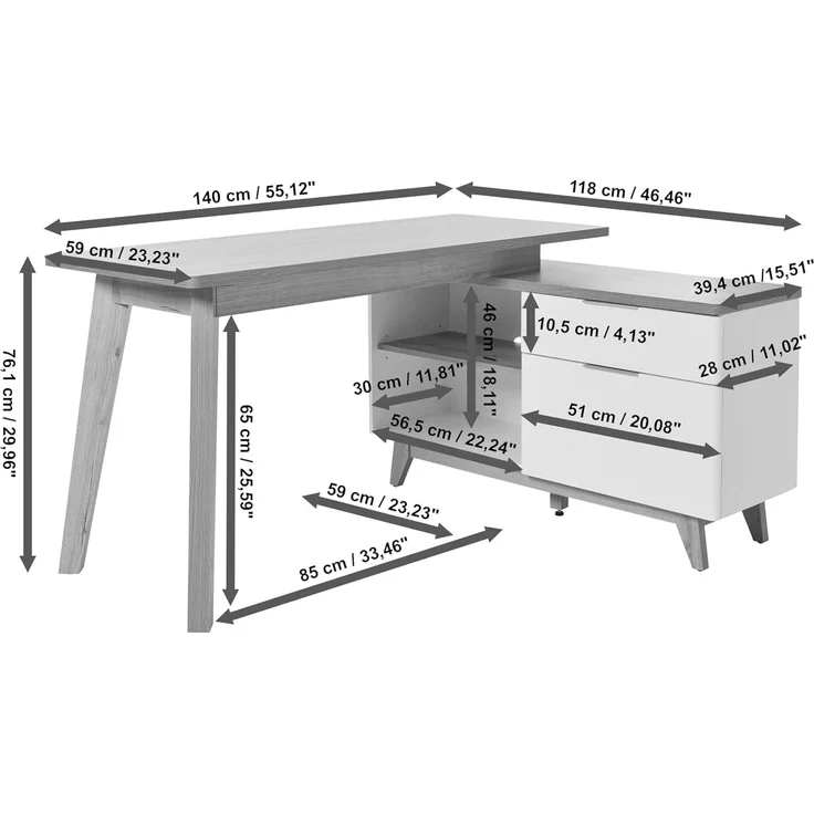 Jahnke Eckschreibtisch Libre D 240 E Montana Eiche – Bild 3