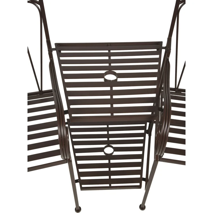 Gartenbank RENEE - 157cm Breit, Stahl, Rostbraun | Doppel Terrassenbank Wetterfest Sitzbank Outdoor – Bild 2