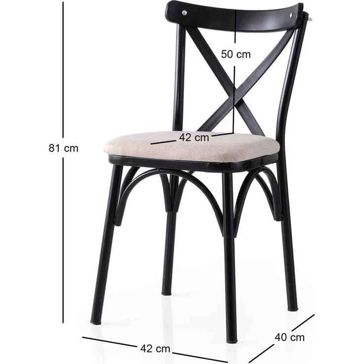 Skye Decor 'Ekol - 285 V2' Stuhlset (2-teilig), Schwarz / Creme, 42 x 81 x 40 cm – Bild 4