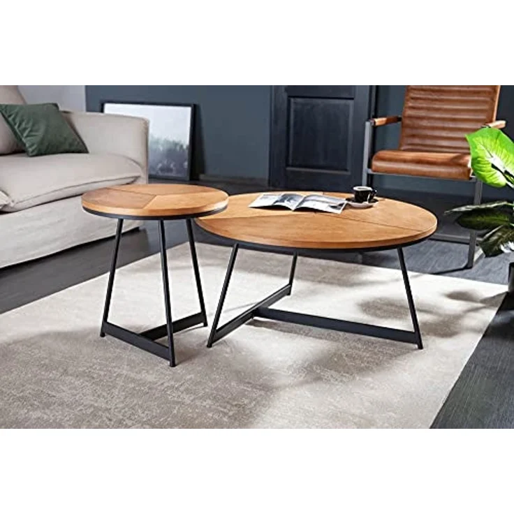 riess-ambiente Beistelltisch OAK ELEGANCE Ø45cm natur / schwarz (Einzelartikel, 1-St), Wohnzimmer · Eiche-Design · Metall · rund · Schlafzimmer – Bild 6