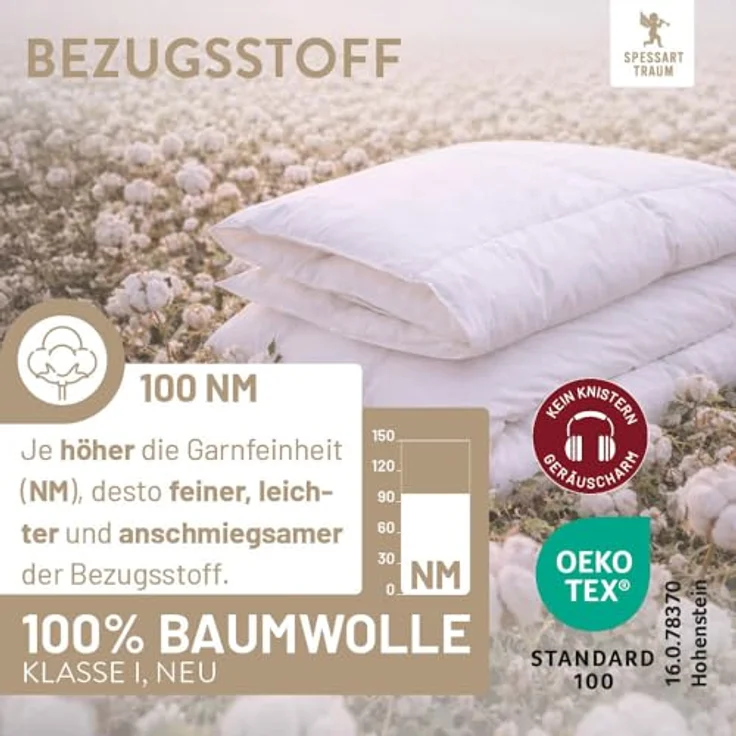 Spessarttraum Daunen Kassettendecke Silber extra warm, Füllung: 100% Daunen|155x220 cm – Bild 7