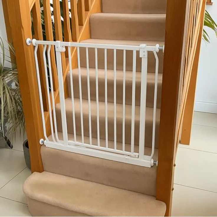 Safetots Elite Sicherheitsschutzgitter, 197cm - 206cm, Mattweiß, Treppenschutzgitter mit Druckmontage, Sicherheitsbarriere, Einfache Installation – Bild 7