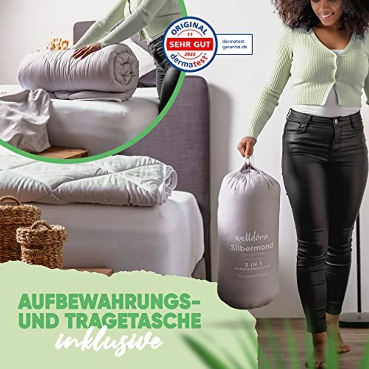 Welldora 4-Jahreszeitenbett, Allergiker Bettdecke Fachärztlich getestet mit Druckknöpfen – Bild 9