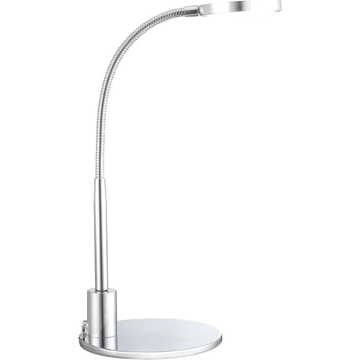 LED Tischleuchte, Metall, Aluminium, Chrom, Flexo, beweglich
