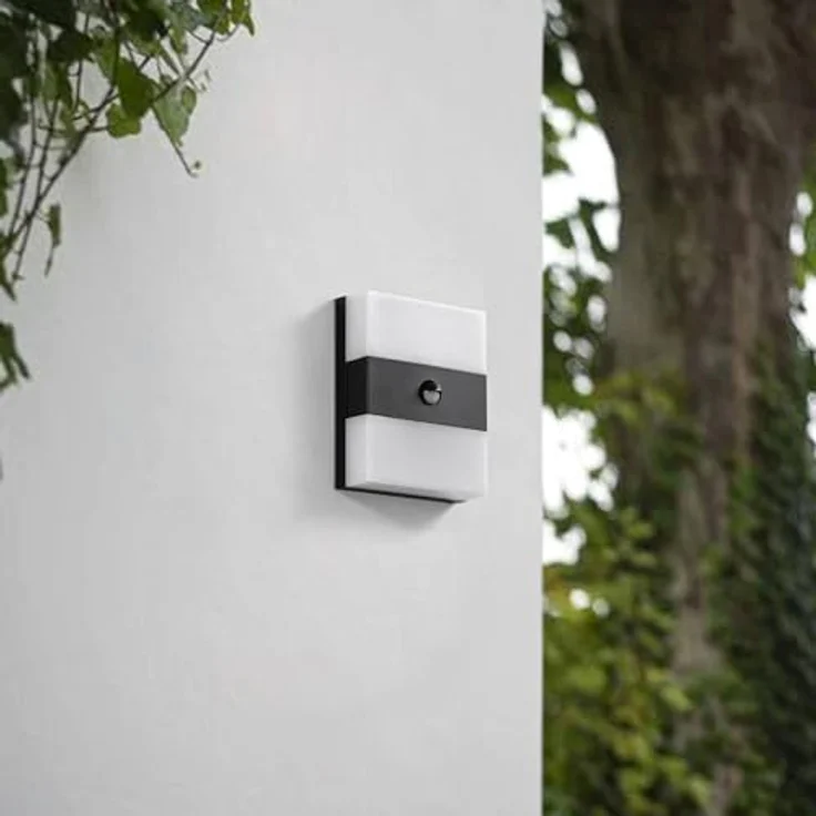 PRIOS LED Wandleuchte Teekon, moderne Außenlampe mit Bewegungsmelder, spritzwassergeschützt, schwarz, Edelstahl, 1-flammig für Hauswand, Terrasse und Balkon – Bild 4