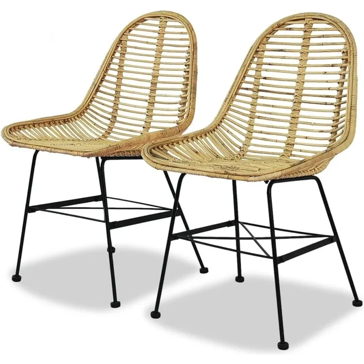 vidaXL Esszimmerstühle 2 Stk. Natur Rattan 244569