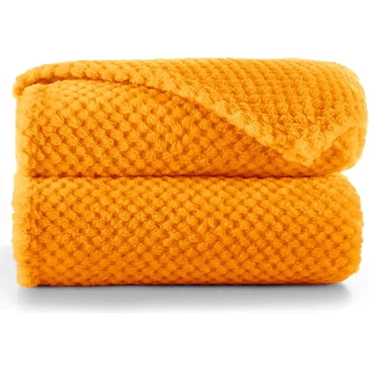 DecoKing Kuscheldecke 70x150 cm orange Decke Microfaser Wohndecke Tagesdecke Fleece weich sanft kuschelig skandinavischer Stil Henry – Bild 2
