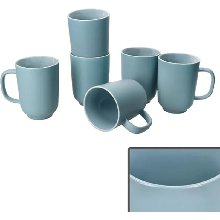 Ritzenhoff & Breker Becher Ritzenhoff 6x Jasper Kaffeebecher 250ml H10,4cm Graublau Tee-Tassen, Steingut – Bild 2