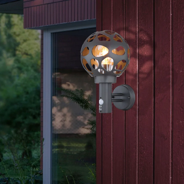 LED Wandleuchte, Edelstahl, anthrazit, Bewegungsmelder, H 31,7 cm – Bild 10