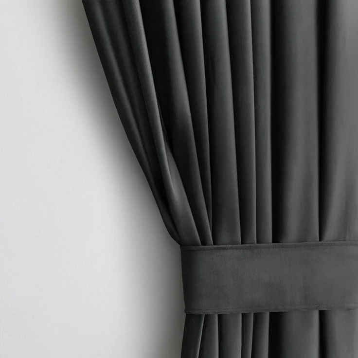 Restilo Gardine Gardine Multifunktionsband Kräuselband Vorhang Verdunkelnd Samt Textil (1 St), Kräuselband, verdunkelnd, Samt Textilien, mit Raffhalter – Bild 5