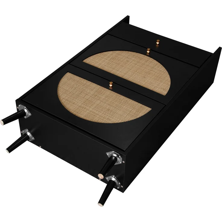 Schuhschrank mit Rattan-Optik mit ENGINEERED RATTAN Türen, Doppelte Schuhablage, Kiefernholzfüße ca. 13 cm, Stauraum für ca. 10 Paar Schuhe – Bild 8