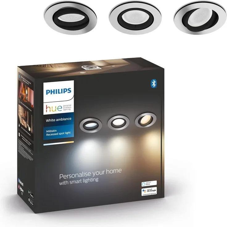 Philips Hue Milliskin Recessed Spotlight Round - White - 3-Pack