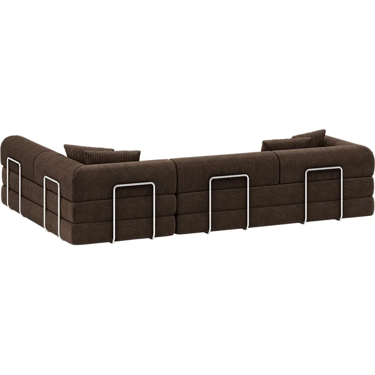 skølm 'Lofn' Modulares Sofa 4 Sitzer, 300x200 cm, Vollschaumcouch mit Metallgestell, Cord braun, Schlafsofa vakuumverpackt, kein Aufbau erforderlich – Bild 12