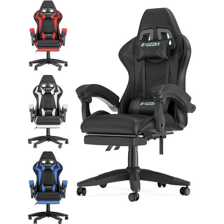 BIGZZIA Bürostuhl Gaming Stuhl mit Fußstütze - Gamer Stühle Ergonomisch mit Lendenkissen, Kopfstütze Gaming Chair Höhenverstellbar Computerstuhl – Bild 4