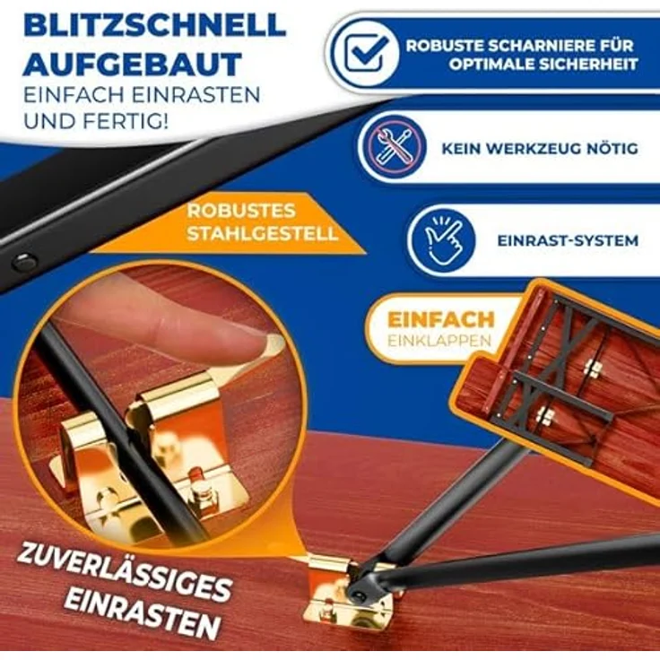 KESSER® Bierzeltgarnitur 3 teilig Gartenmöbel-Set | Klappbar 170 x 46 x 75 cm | 2X Bierbänke 1x Biertisch | Festzeltgarnitur Biertisch Stehtisch Sitzgarnitur Holz 12x Bodenschoner – Bild 6