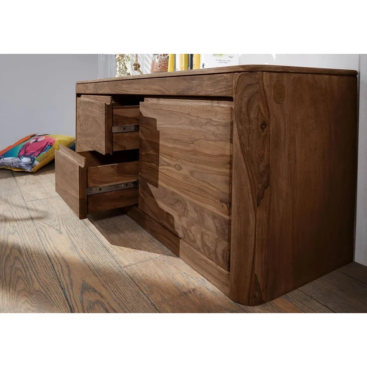 Massivmoebel24 TV-Board (TV-Board Sheesham 147 x 40 x 58 smoked cherry gebeizt TORONTO #100) – Bild 5