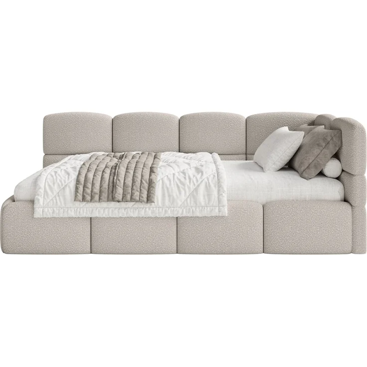 Selsey 'Cloudy' Jugendbett rechts, Rausfallschutz, Bouclé Greige, 90x200 cm – Bild 6