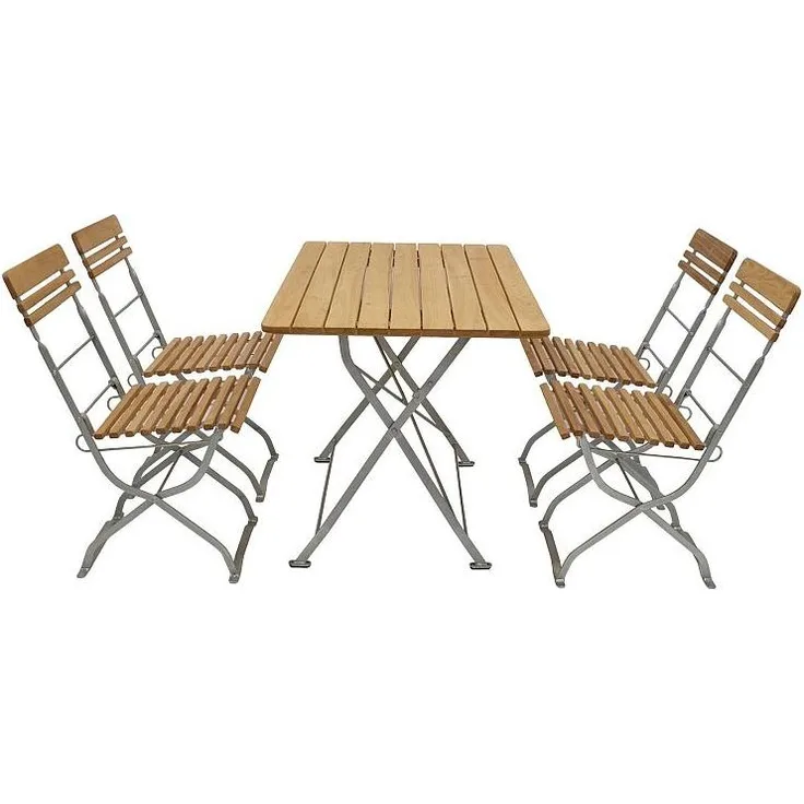 Garten Garnitur 5teilig 4x Stuhl 1x Tisch 70x110cm rechteckig