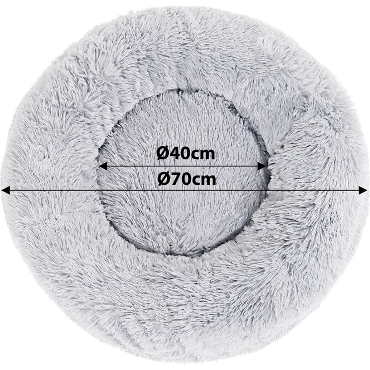 lionto Donut Hundebett, rundes Hundesofa mit Plüschbezug & Anti-Rutsch-Noppen, weich & gemütlich, 70 cm Durchmesser, hellgrau – Bild 6