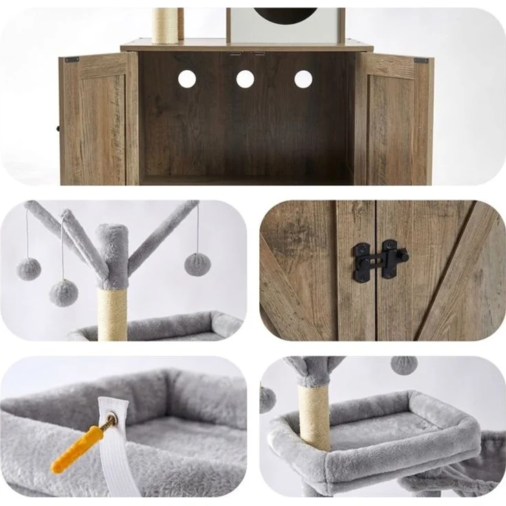 Relaxdays Kratzbaum mit Katzenklo-Schrank 150 cm – Bild 7
