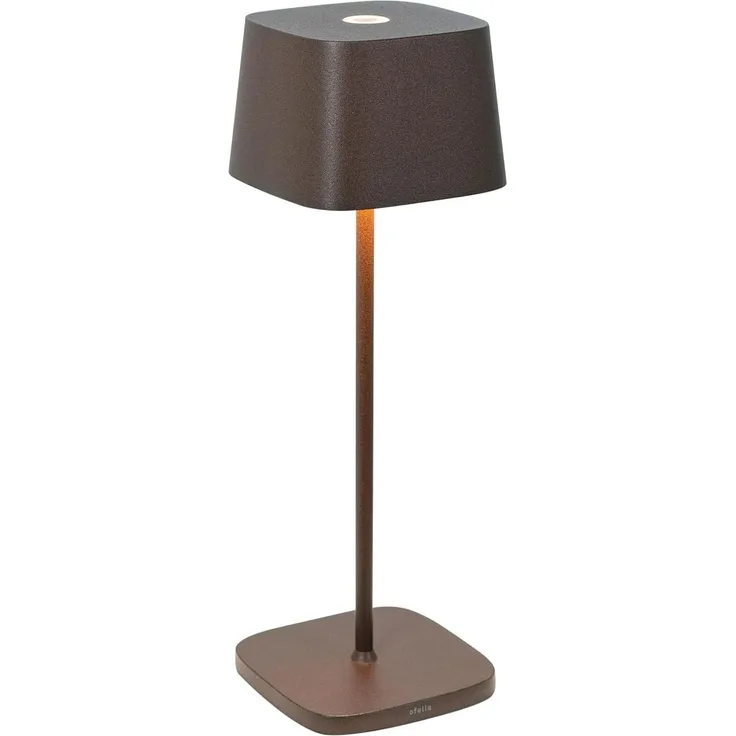 Zafferano, Ofelia Lampe, Kabellose, Wiederaufladbare Tischlampe mit Touch Control, Auch für den Außenbereich Geeignet, Dimmer, 2200-3000 K, Höhe 29 cm, Farbe Corten