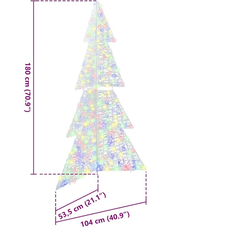 vidaXL Weihnachtsbaum Mehrfarbig 180 cm Acryl 240 LEDs 42019213 – Bild 10