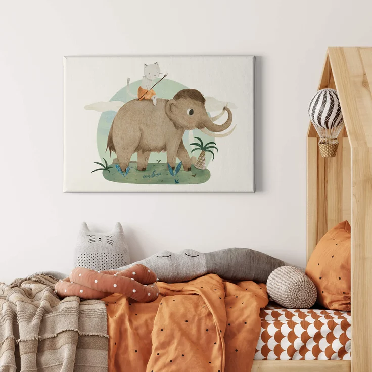 Leinwandbild Kinderzimmer Braun Beige Grau 70x50 DD123101 Keilrahmen Wandbild – Bild 2