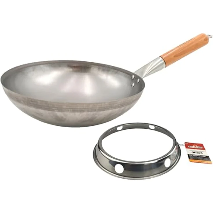 Grillfürst Wok Grillfürst Edelstahl Wok Ø 30 cm mit Wokring für Seitenkocher / Grillrost – Bild 2