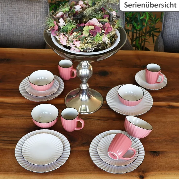 MÄSER Speiseteller Mäser OSITA Rose Weiß 6x Speiseteller Steingut große Essteller – Bild 5
