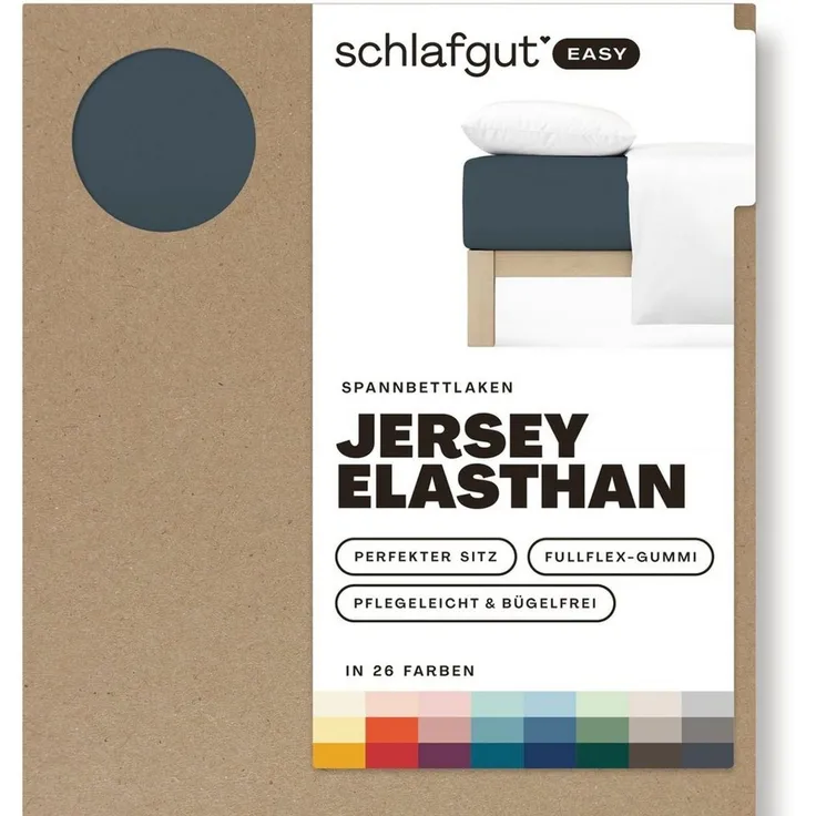 Schlafgut 'Easy' Spannbettlaken, MADE IN GREEN by OEKO-TEX®, Gummizug: rundum, Jersey Elasthan, Grey Deep, XL 180x200cm - 200x220cm