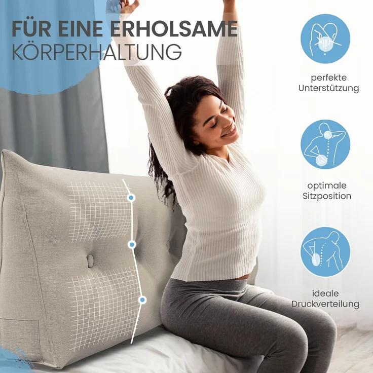 ELONEO Rückenkissen Bett- und Rückenstützkissen >Sand< 200cm – Bild 3
