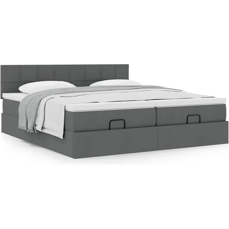vidaXL Ottoman-Bett mit Matratzen Dunkelgrau 160x200 cm Stoff 3311988 – Bild 12