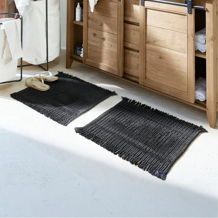 Mirabeau Badematte Badematte Nexilo schwarz, Höhe 400 mm, 100% Baumwolle, stilvolles Interieur, Weiche Baumwolle, Handgewebt – Bild 3