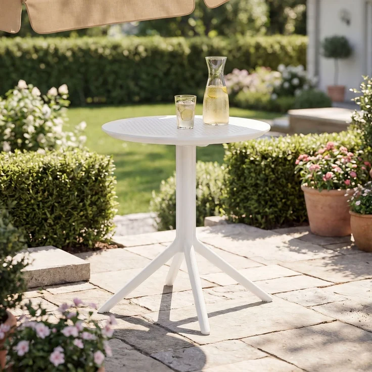 CLP Klapptisch wetterfest Sky klappbarer Gartentisch für den Außenbereich,Farbe:weiß;Form:rund – Bild 3
