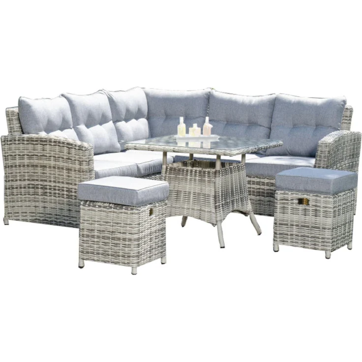 SunnySmart 4-teilige Lounge-Dining-Gruppe Windsor Aluminium mit Kunststoffgeflecht vintage-taupe – Bild 3