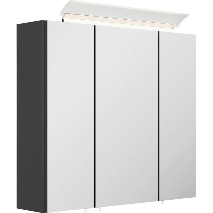 MID.YOU Spiegelschrank Graphit, 4 Fächer, 70x62x17 cm, hängend mit Soft-Close-System