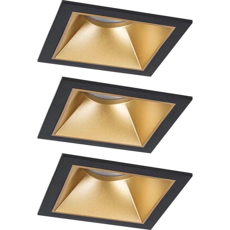 LED Einbauleuchte 3-Step-Dim Cole Coin 3er-Set IP44 eckig 88x88mm Coin 3x6W 3x470lm 230V dimmbar 2700K Schwarz, Gold matt – Bild 8